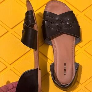 torrid Black Braided Leather Slide Mules